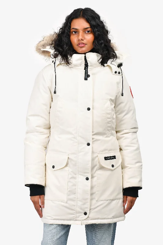 Women's Fashion-Forward Apparel Canada Goose White Shelburne Fur Hooded Parka Down Coat Size S