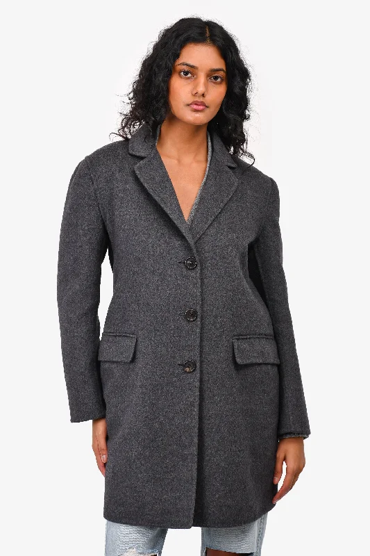 Women's Outfit For The Office Prada Grey Wool/Cashmere Blend Coat Size 42