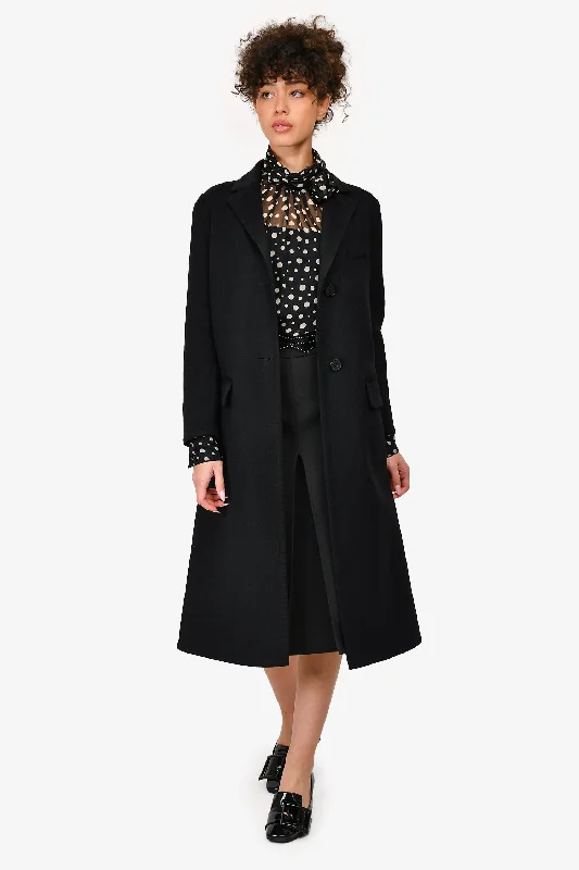 Chic Clothes For Women Valentino Black Wool/Cashmere Blend Coat Size 38