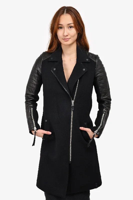 Premium Fashion At Budget-Friendly Prices Rudsak Black Wool/Leather Biker Style Coat Size P/S