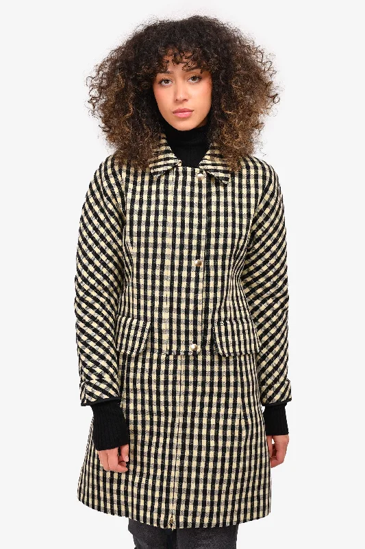 Women's Workout Clothing Marni 2012 Black/Cream Chequered Coat Size 38