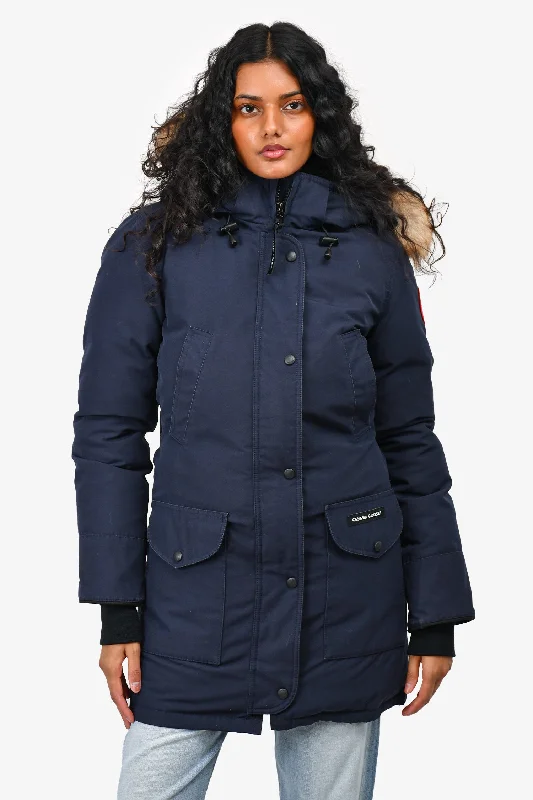 Affordable Women's Clothes Canada Goose Navy Blue Trillium Parka with Fur Trimmed Hood Size XS