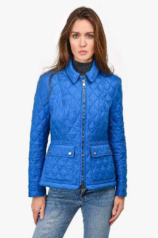 Huge Savings On Must-Have Clothing Essentials Burberry Brit Blue Quilted Zip Up Jacket Size M