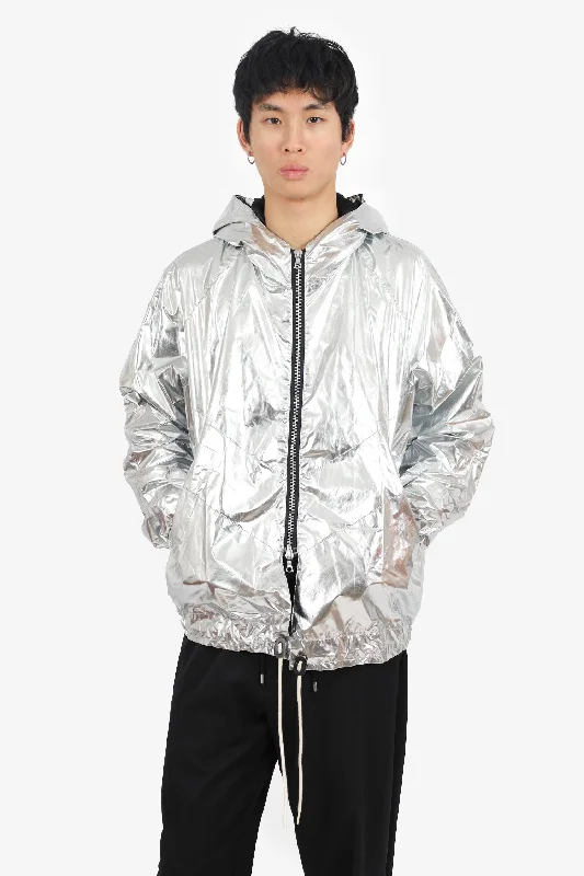 Women's Clothing For Outdoor Events Represent Silver Metallic Zip-up Jacket Size XL Mens