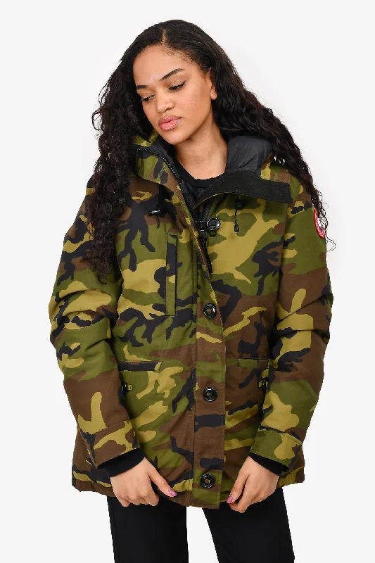 Women's Elegant Clothing Sets Canada Goose Green Camouflage Lynnwood Parka Size XL