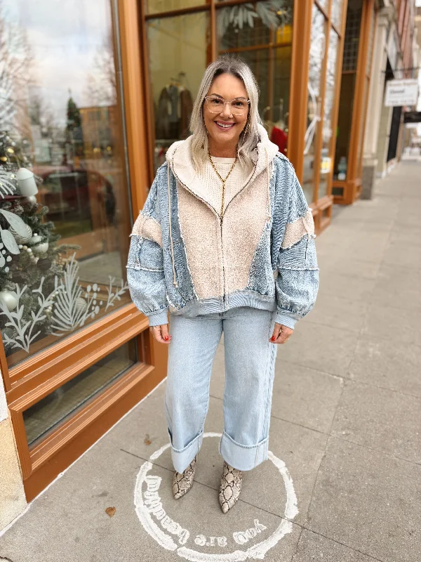 Charming Women's Holiday Apparel Cozy and Cute Denim Jacket-Final Sale