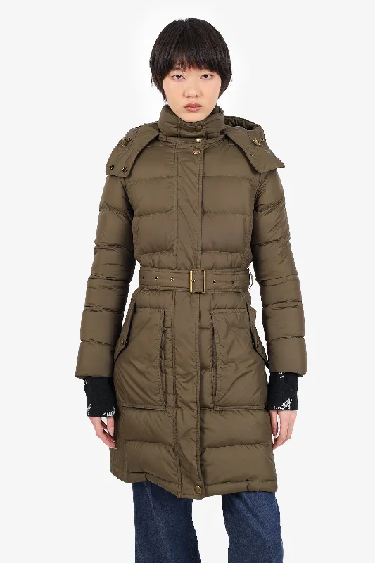 Limited-Time Offers On Elegant And Casual Styles Burberry Britt Green Quilted Puffer Jacket with Removable Size XS 'As Is'