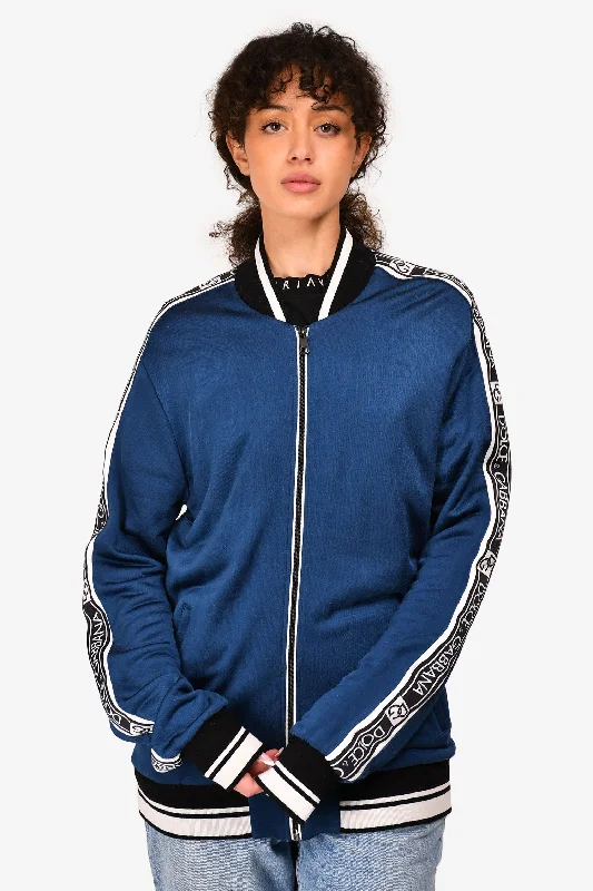 Women's Cozy Outfit For Lounging Dolce & Gabbana Blue Logo Stripe Track Jacket Size 52 Mens