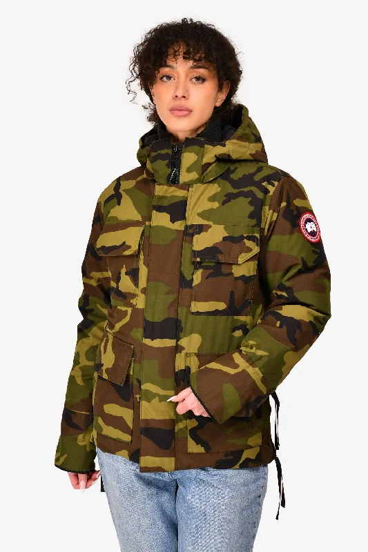 Women's Loungewear Clothes Canada Goose Green Camouflage Maitland 4 Pocket Zip Up Down Jacket Size S