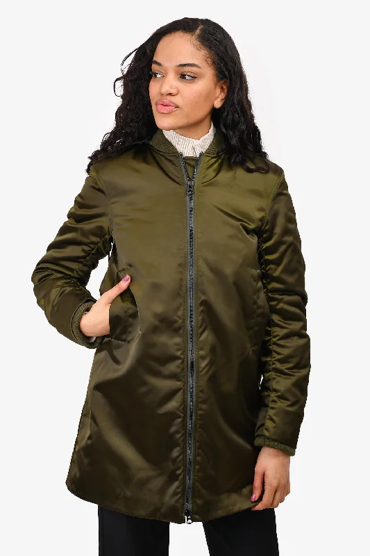 Vintage-Inspired Women's Apparel Acne Studio 2017 Green Detachable Hooded Lexi Bomber Zip-Up Coat Size 32