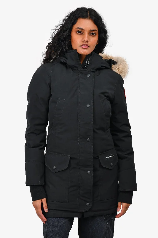 Women's Active Clothing Canada Goose Black Trillion Fur Hooded Parka Down Coat Size XXS