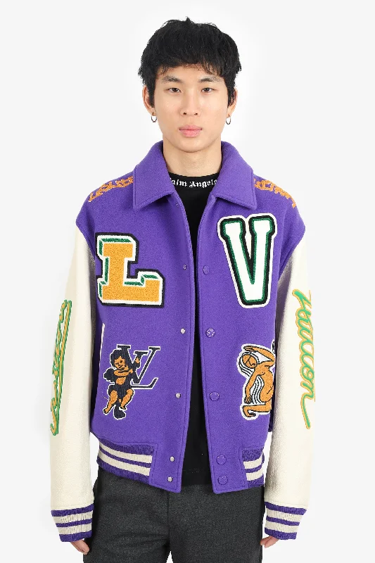 Fashion-Forward Women's Clothing Louis Vuitton FW22 Purple/White Varsity Jacket Size 50 Mens