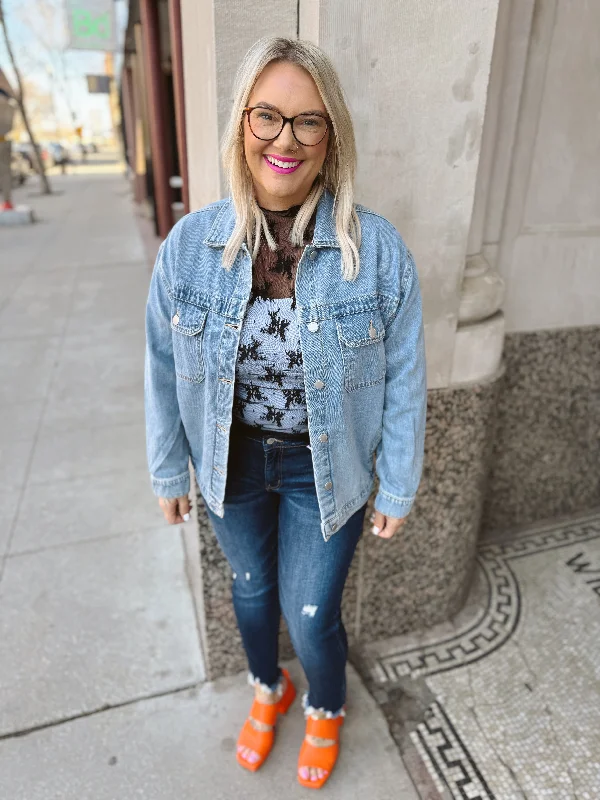 Flash Sale On Fashion – Act Fast Risen Light Wash Oversized Denim Jacket