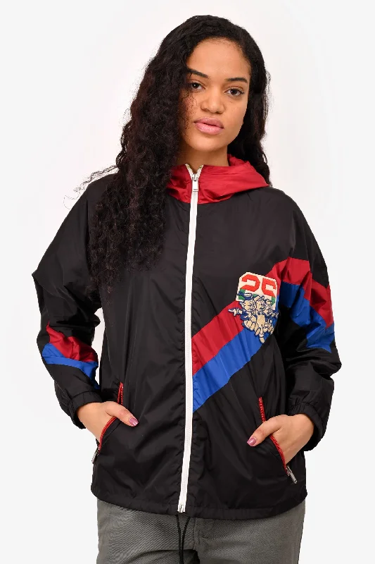 Women's Trendy Clothes Gucci x Disney Black Nylon Three Little Pigs Embroidered Patch Windbreaker Jacket Size 44 Mens