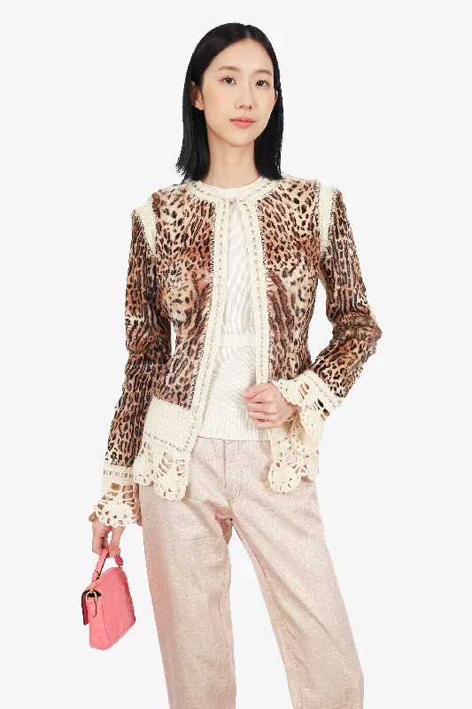 Women's High-End Clothing Christian Dior 2005 Leopard Goat Hair Crochet Jacket Size 4