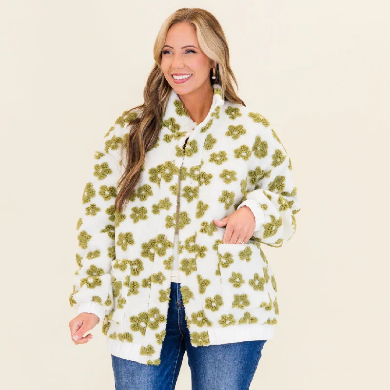 Charming Everyday Clothing For Women Cafe Conversations Jacket, Green