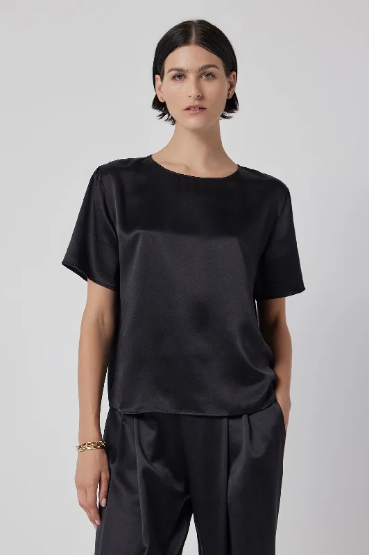 Luxury Fashion Pasadena Silk Top in Black