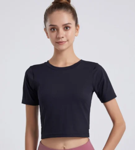 Comfortable Women's Apparel Solid Women's Cropped Tee with Open Back