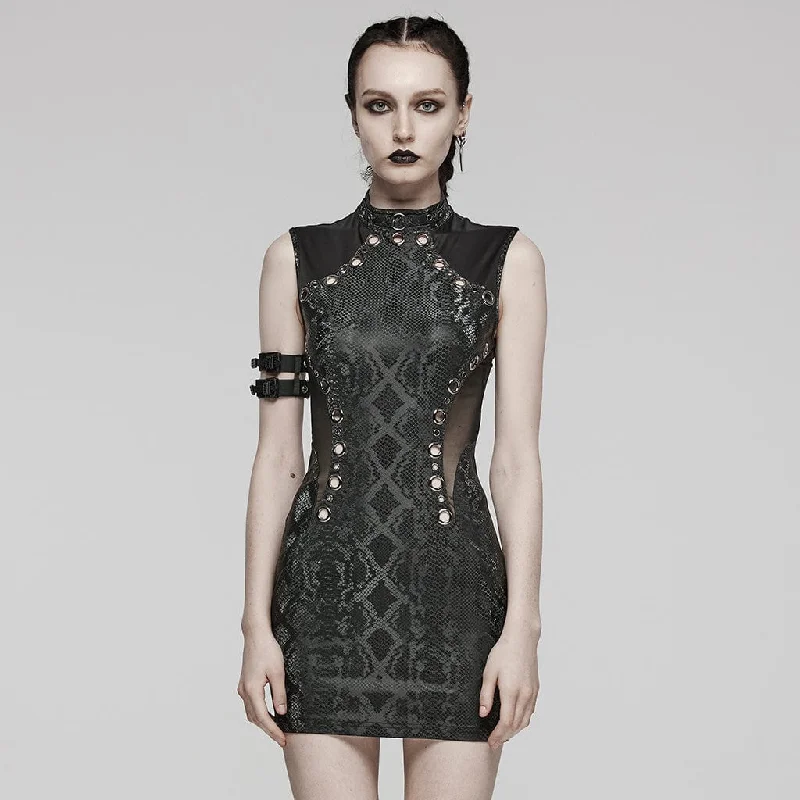 Women's Urban Clothing Women's Punk Mesh Ring Cutout Sleeveless Short Dress